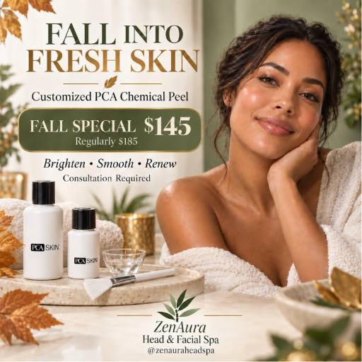 LUX Instagram post: ZenAura Head & Facial Spa fall chemical peel special